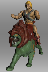 3D-model of He-man sitting on the back battlecat from the masters of the universe